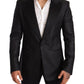 Elegant Black Metallic Slim Fit Blazer Jacket