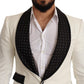 Elegant White Dot Pattern Slim Fit Blazer