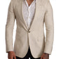 Elegant Beige Silk-Linen Blend Blazer