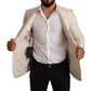 Elegant Beige Silk-Linen Blend Blazer