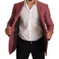Elegant Pink Cashmere Silk Men's Blazer