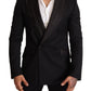 Elegant Black Silk-Wool Blend Blazer