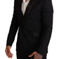 Elegant Black Silk-Wool Blend Blazer