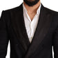Elegant Black Silk-Wool Blend Blazer