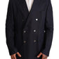 Elegant Dark Blue Double-Breasted Blazer