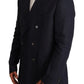 Elegant Dark Blue Double-Breasted Blazer