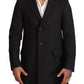 Elegant Gray Virgin Wool Trenchcoat