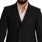 Elegant Gray Virgin Wool Trenchcoat