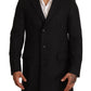 Elegant Gray Virgin Wool Trenchcoat