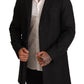 Elegant Gray Virgin Wool Trenchcoat