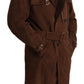 Classic Brown Leather Trench Coat
