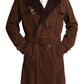 Classic Brown Leather Trench Coat