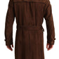 Classic Brown Leather Trench Coat