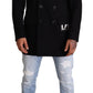 Elegant Blue Wool Blend Pea Coat