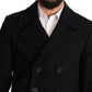 Elegant Blue Wool Blend Pea Coat