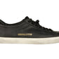 Sleek Black Leather Sneakers with Rubber Sole