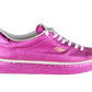 Chic Fuchsia Leather Sneakers with Rubber Sole