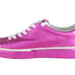 Chic Fuchsia Leather Sneakers with Rubber Sole