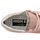 Chic Pink Leather Sneakers with Rubber Sole