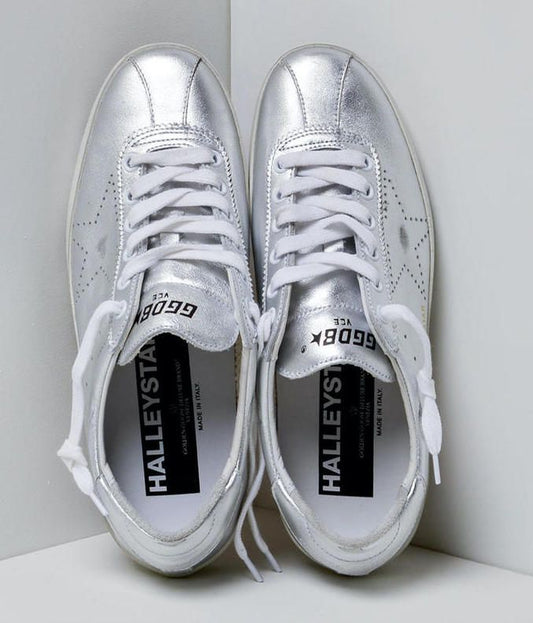 Silver Leather Women Sneaker