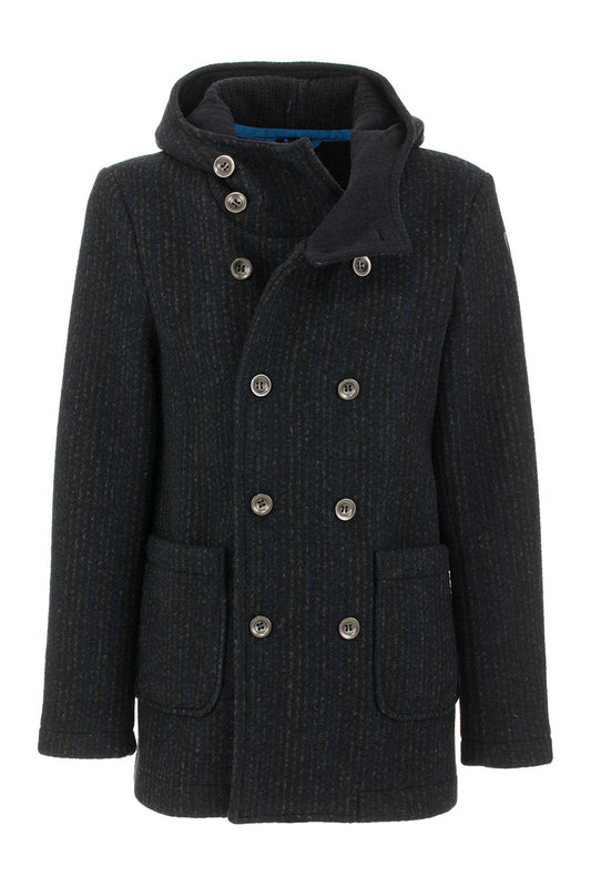 Blue Polyester Men Jacket