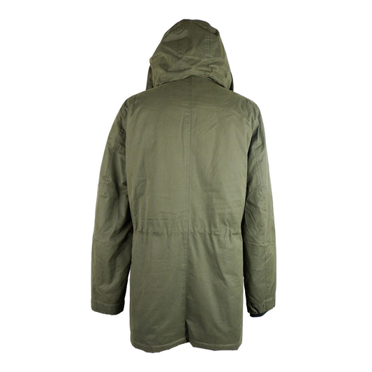 Green Cotton Men Parka Jacket