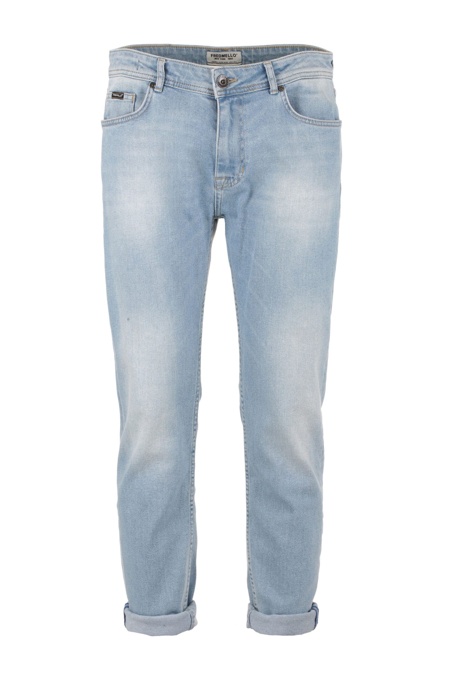 Faded Blue Cotton Stretch Jeans for Men