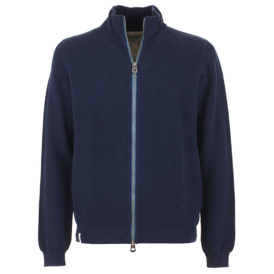 Blue Cotton Men Sweater