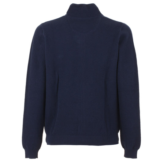 Blue Cotton Men Sweater