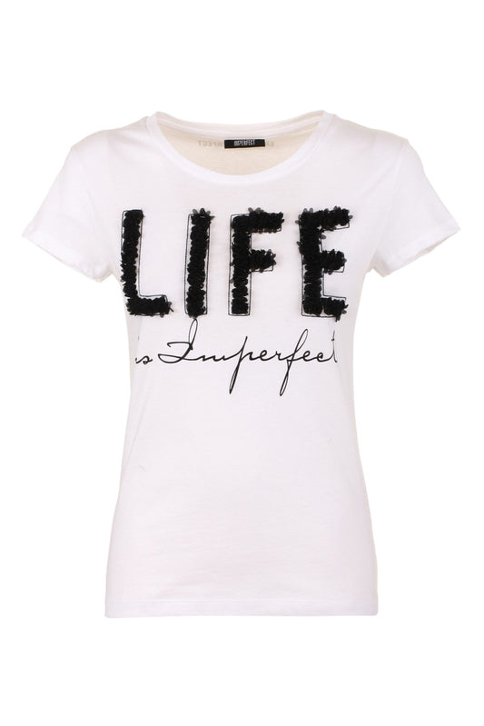 White Cotton Women T-Shirt