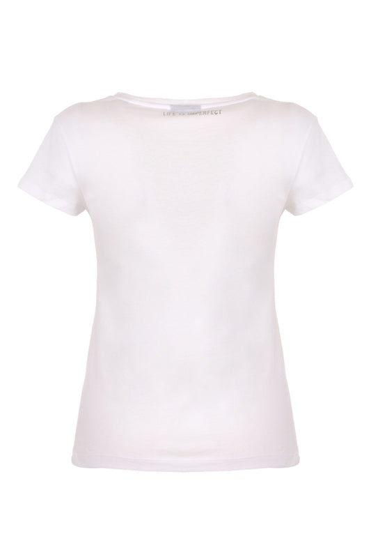 White Cotton Women T-Shirt