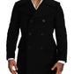 Elegant Black Double Breasted Wool Jacket