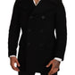 Elegant Black Double Breasted Wool Jacket