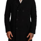 Elegant Double-Breasted Black Coat