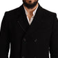 Elegant Double-Breasted Black Coat