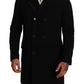 Elegant Double-Breasted Black Coat