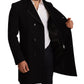 Elegant Double-Breasted Black Coat