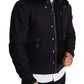 Elegant Blue Wool Bomber Jacket