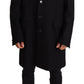 Elegant Blue Wool Blend Overcoat