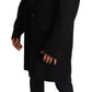 Elegant Blue Wool Blend Overcoat