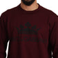 Elegant Bordeaux Crown Motive Sweater