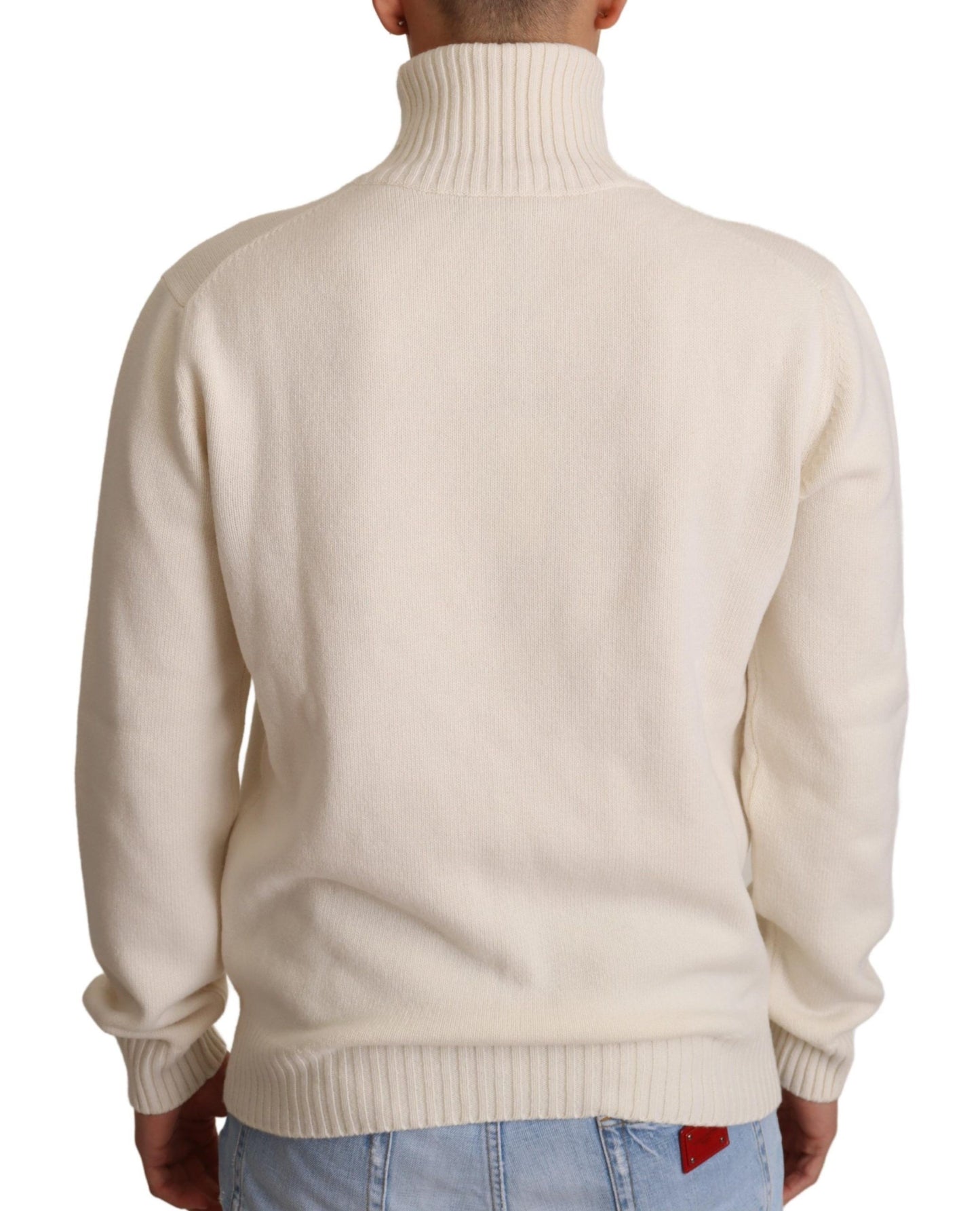 Chic Off-White Turtleneck Wool Sweater
