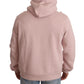 Elegant Pink Crown Print Hooded Sweater