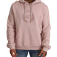 Elegant Pink Crown Print Hooded Sweater