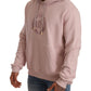Elegant Pink Crown Print Hooded Sweater