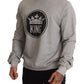 Regal Crown Cotton Sweater - Sophisticated Gray