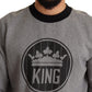 Regal Crown Printed Gray Cotton Sweater
