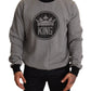 Regal Crown Printed Gray Cotton Sweater