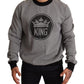 Regal Crown Printed Gray Cotton Sweater