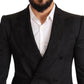 Elegant Black Floral Brocade Suit